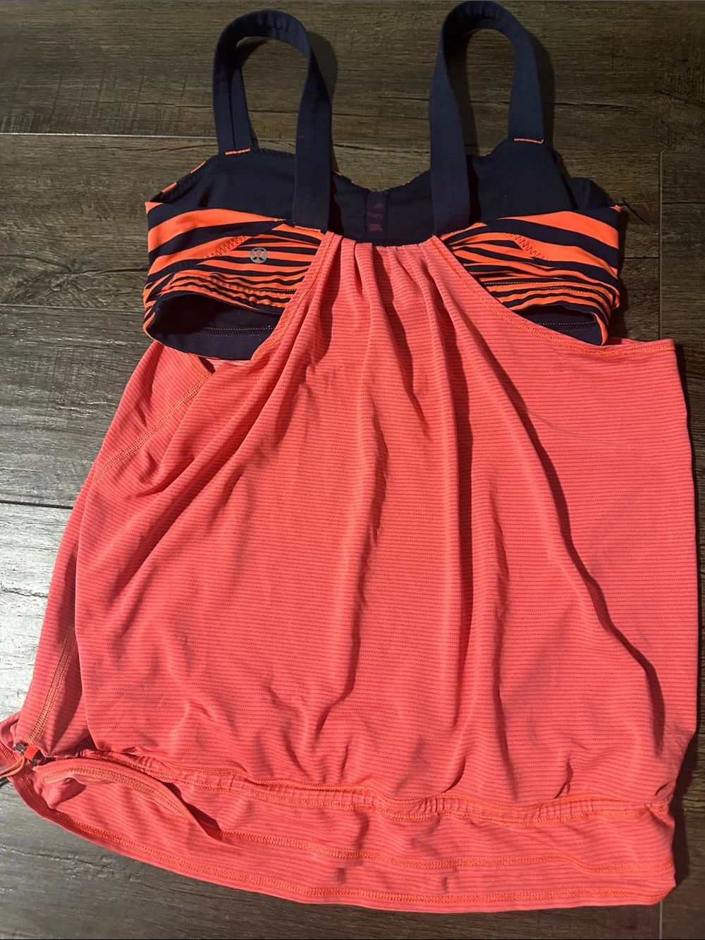lululemon athletica Coral Tank with Navy Striped Bust
